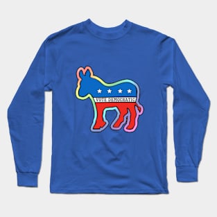 DEMOCRATIC DONKEY MASCOT VOTE DEMOCRAT LGBT RAINBOW Long Sleeve T-Shirt